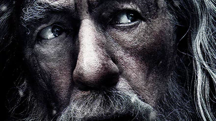 Close-up of a weathered face from the movie The Hobbit: The Battle of the Five Armies, featured in an HD PC desktop wallpaper and background.