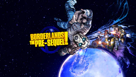 HD wallpaper featuring characters from the video game Borderlands: The Pre-Sequel, set against a vibrant cosmic backdrop, showcasing action and humor typical of the franchise.