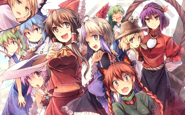 Reisen Udongein Inaba Byakuren Hijiri Kanako Yasaka Rin Kaenbyou Daiyousei (Touhou) Suwako Moriya Marisa Kirisame Cirno (Touhou) Sanae Kochiya Reimu Hakurei Anime Touhou HD Desktop Wallpaper | Background Image