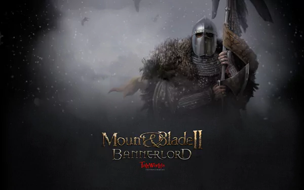 HD PC desktop wallpaper featuring a armored warrior from the video game Mount & Blade II: Bannerlord, set against a dark, snowy background.