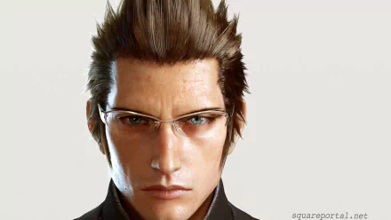 HD desktop wallpaper featuring a character from Final Fantasy XV with sharp features and glasses.