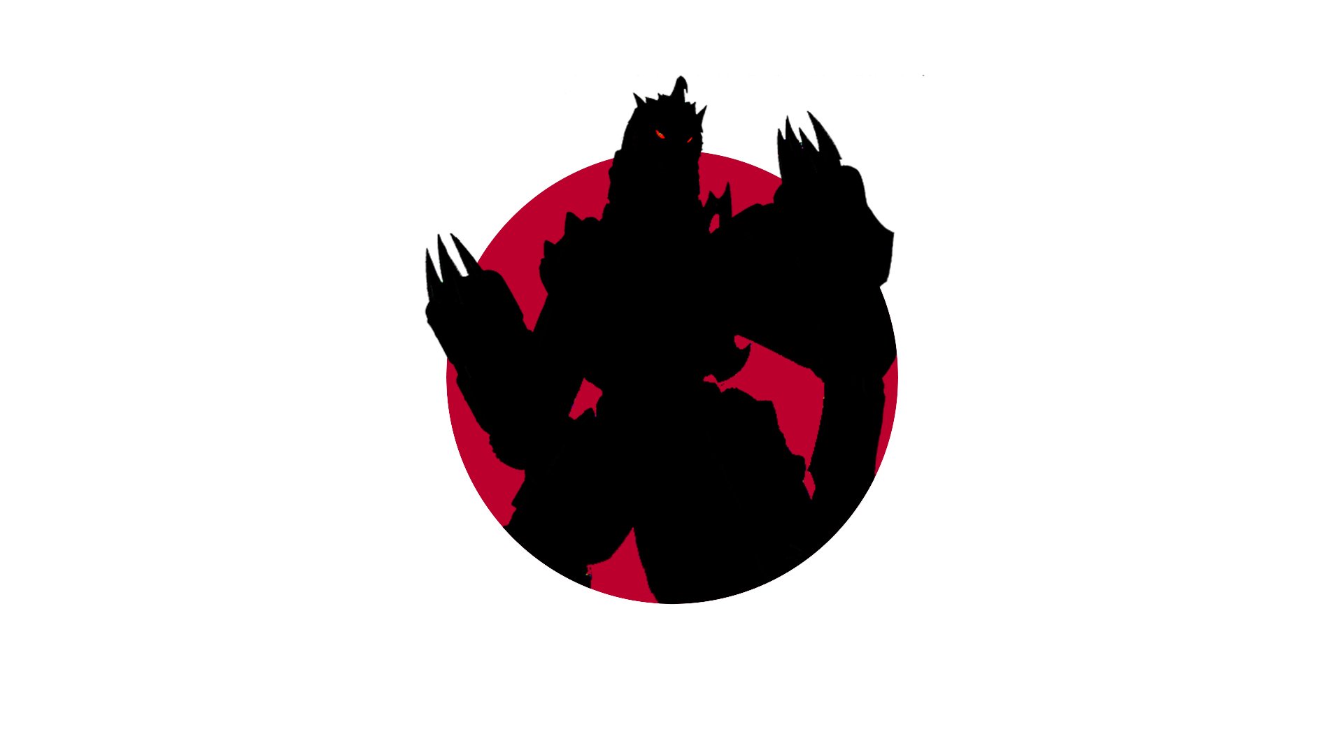 HD desktop wallpaper featuring the silhouette of Godzilla against a red circle, giving a bold and striking image.