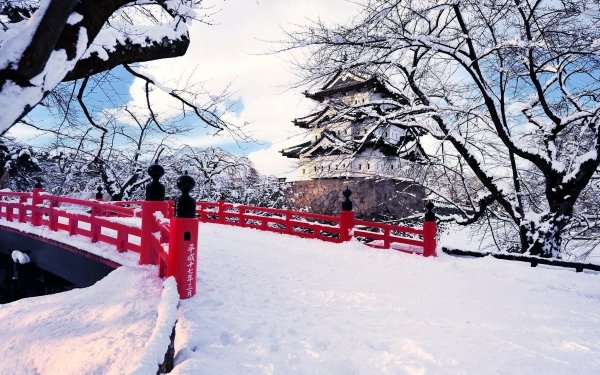 Man Made Hirosaki Castle Castles Japan Hirosaki Castle Aomori Snow Bridge Aomori Prefecture HD Wallpaper | Background Image