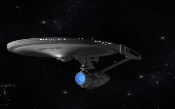 4K Ultra HD Sci-Fi Star Trek wallpaper featuring the iconic starship Enterprise cruising through deep space against a backdrop of stars.