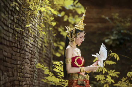 dove national dress Thai woman asian HD Desktop Wallpaper | Background Image