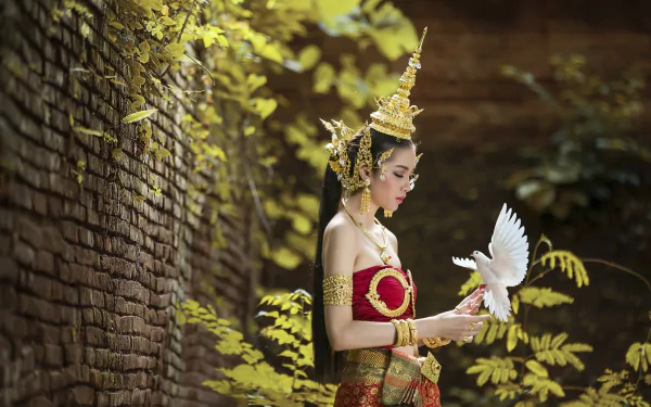 dove national dress Thai woman asian HD Desktop Wallpaper | Background Image