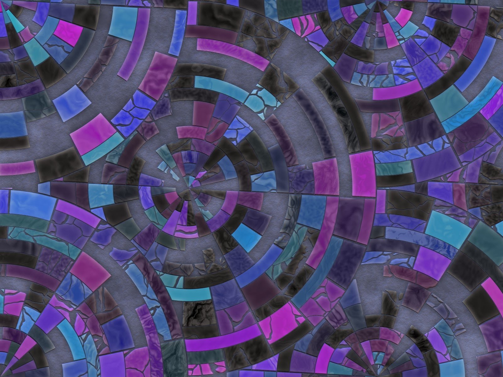 Artistic mauve and purple mosaic tile pattern of concentric circles, HD PC desktop wallpaper and background.