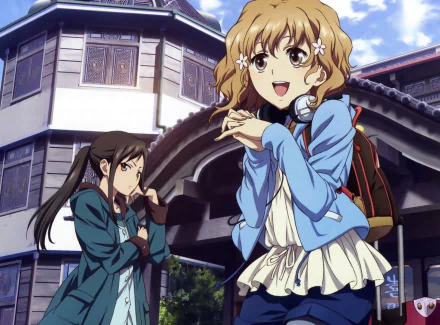 cloud headphones blonde long hair Minko Tsurugi Ohana Matsumae Anime Hanasaku Iroha HD Desktop Wallpaper | Background Image