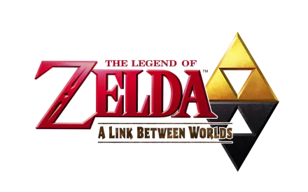 HD desktop wallpaper for The Legend of Zelda: A Link Between Worlds featuring the game's logo and iconic Triforce symbol.