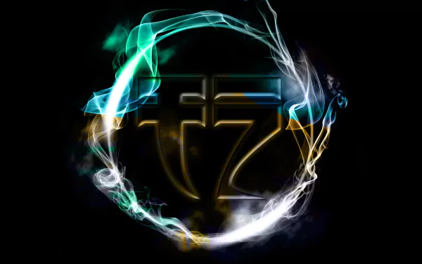 HD PC desktop wallpaper featuring an artistic, glowing circular design with Monstercat and drumstep dubstep music themes, created using Photoshop CS6.