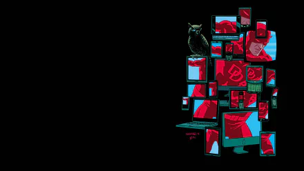 Comic Daredevil HD PC desktop wallpaper/background: stylized red Daredevil panels shown on stacked monitors against a stark black backdrop.