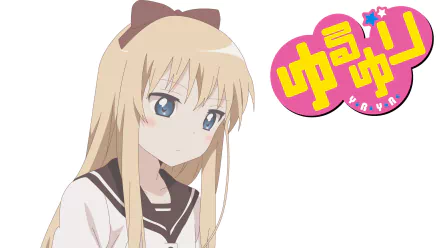 HD PC desktop wallpaper featuring Kyōko Toshinō from the anime YuruYuri with the series logo on a white background.