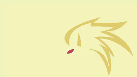 Minimalist Pokémon Ninetales profile in gold line art with a single red eye on a pale background — HD gaming desktop wallpaper.
