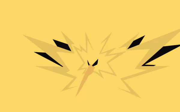 A minimalist HD wallpaper featuring Zapdos from Pokémon, set against a vibrant yellow background with striking lightning motifs, capturing the essence of the iconic video game character.