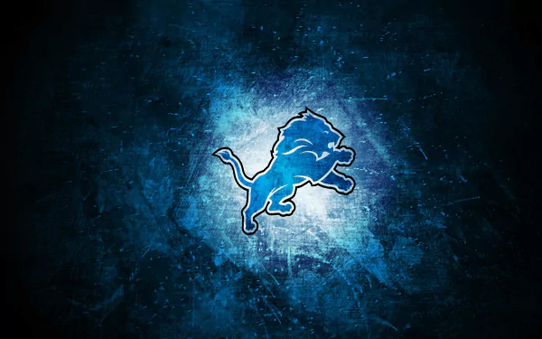HD desktop wallpaper featuring the Detroit Lions logo with a textured blue and black background, highlighting the NFL team's sports spirit.
