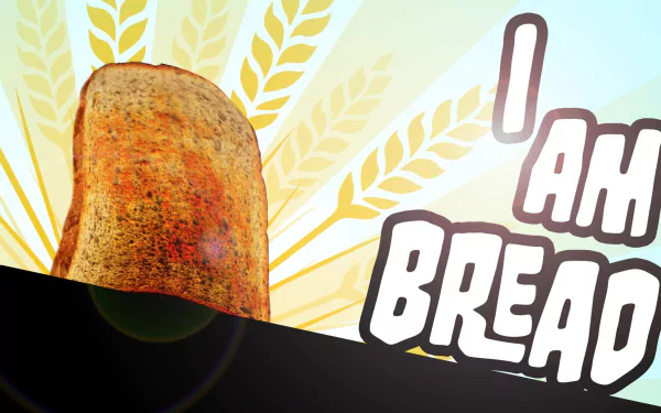 HD PC desktop wallpaper featuring a slice of bread with wheat stalks and the bold title I Am Bread from the video game of the same name.