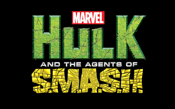 Logo from the TV show Hulk and the Agents of S.M.A.S.H. featuring bold green and yellow text on a black background, designed as an HD desktop wallpaper.