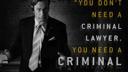 HD desktop wallpaper featuring Saul Goodman from Breaking Bad with the quote You don't need a criminal lawyer. You need a criminal lawyer.