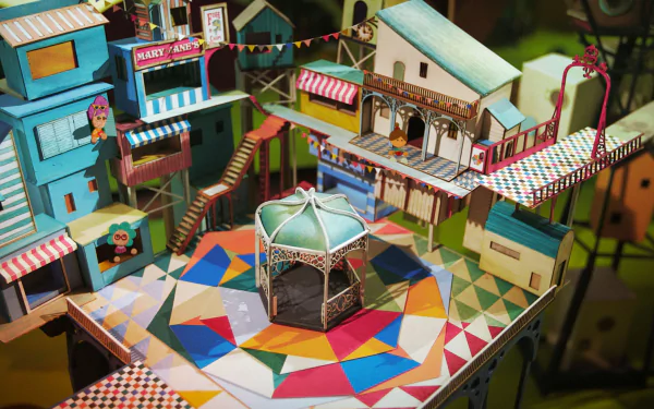 HD desktop wallpaper featuring the colorful and intricate puzzle environment of Lumino City.