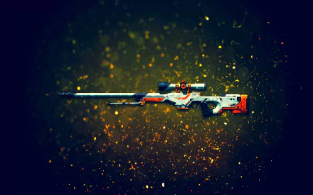 HD desktop wallpaper featuring the AWP sniper rifle from Counter-Strike: Global Offensive, set against a sparkling, dark background.