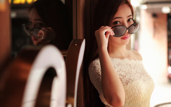 Women Asian Face Dress Reflection Glasses HD Wallpaper | Background Image
