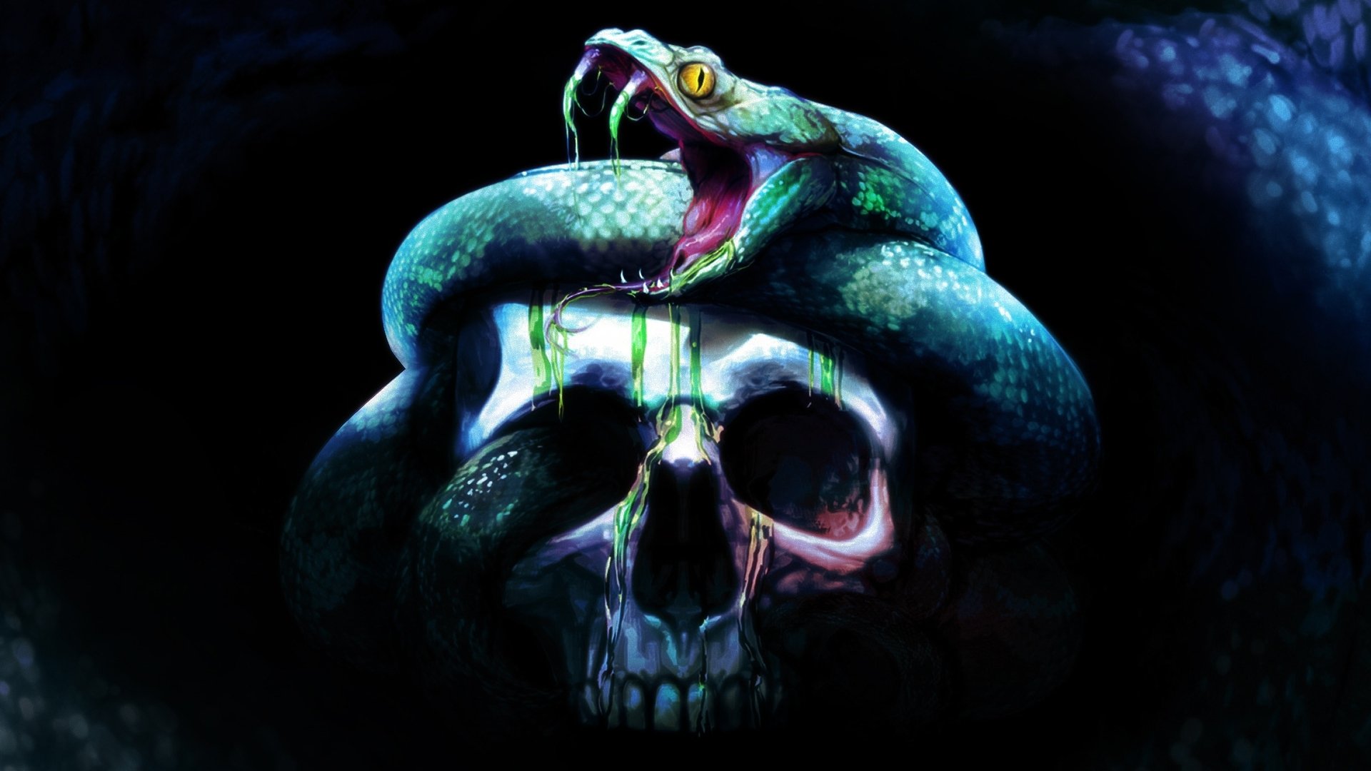 Skull and Snake Intertwined HD Wallpaper Background