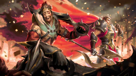HD desktop wallpaper featuring Darius and Draven from League of Legends, depicted in an intense and dynamic battle scene.