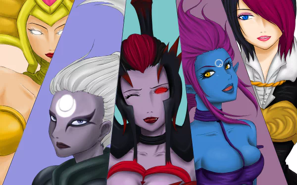 Fiora (League Of Legends) Evelynn (League Of Legends) Elise (League Of Legends) Diana (League Of Legends) Cassiopeia (League Of Legends) video game League Of Legends HD Desktop Wallpaper | Background Image