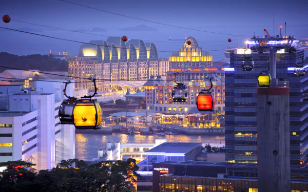 city island evening sea quay oriental man made Singapore HD Desktop Wallpaper | Background Image