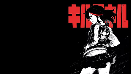 HD PC desktop wallpaper featuring Ryūko Matoi from the anime Kill La Kill, with bold red Japanese text on a black background.