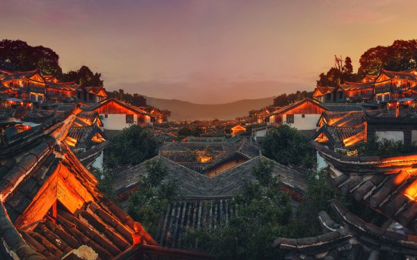Man Made Lijiang Cities China Yunnan Village Roof Night HD Wallpaper | Background Image