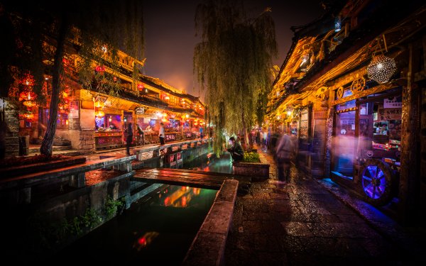 Man Made Lijiang Cities China Night Yunnan Shop HD Wallpaper | Background Image
