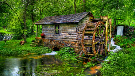 man made watermill HD Desktop Wallpaper | Background Image