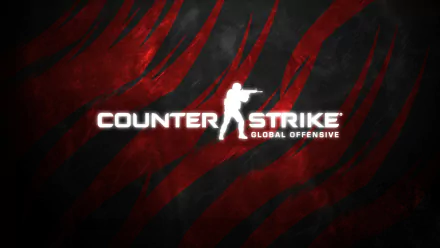 HD desktop wallpaper featuring the logo of Counter-Strike: Global Offensive with a silhouetted figure and red claw marks on a black background.