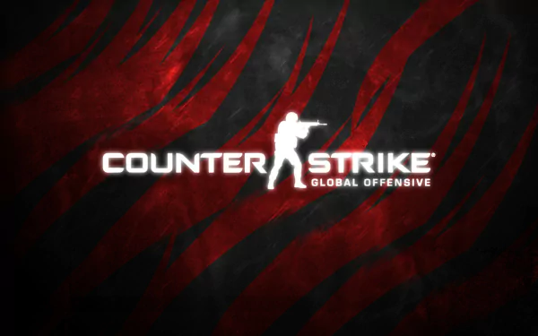 HD desktop wallpaper featuring the logo of Counter-Strike: Global Offensive with a silhouetted figure and red claw marks on a black background.