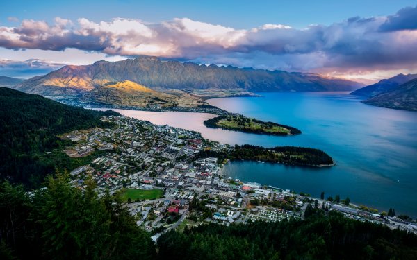 Man Made Queenstown (New Zealand) Cities New Zealand Town Landscape Mountain HD Wallpaper | Background Image