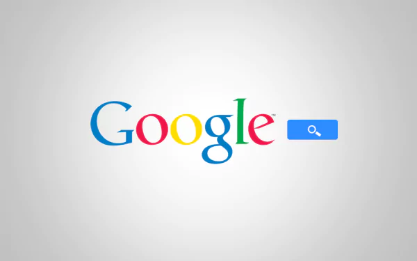 HD desktop background featuring the Google logo with vibrant colors and a search bar, showcasing technology and innovation in a modern design.