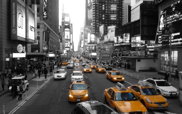 Man Made New York Cities United States City Selective Color Traffic HD Wallpaper | Background Image