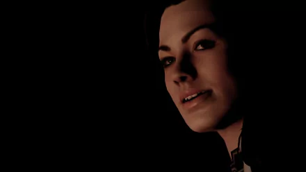 Miranda Lawson from the Mass Effect video game, close-up rendered portrait against a black background — HD PC desktop wallpaper/background.