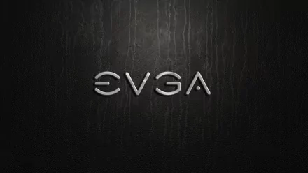 HD PC desktop wallpaper and background featuring a metallic EVGA logo centered on a dark, textured, technology-themed surface