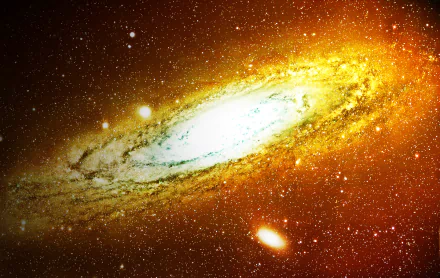 HD PC desktop wallpaper featuring a bright, glowing yellow star at the center of a vibrant Sci-Fi galaxy with sparkling light and cosmic details.