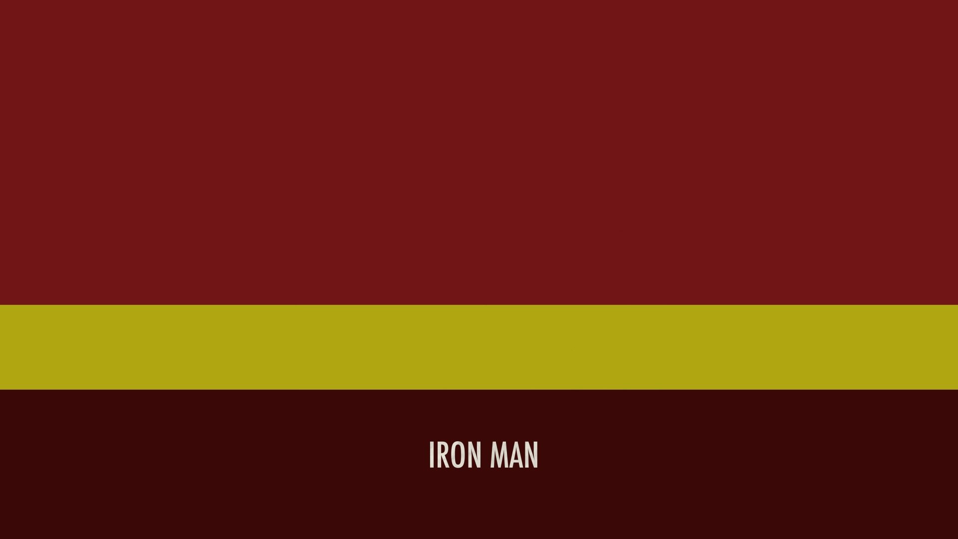 4K Ultra HD PC desktop wallpaper featuring a minimalist Iron Man design with bold red and gold horizontal stripes and the text Iron Man at the bottom.