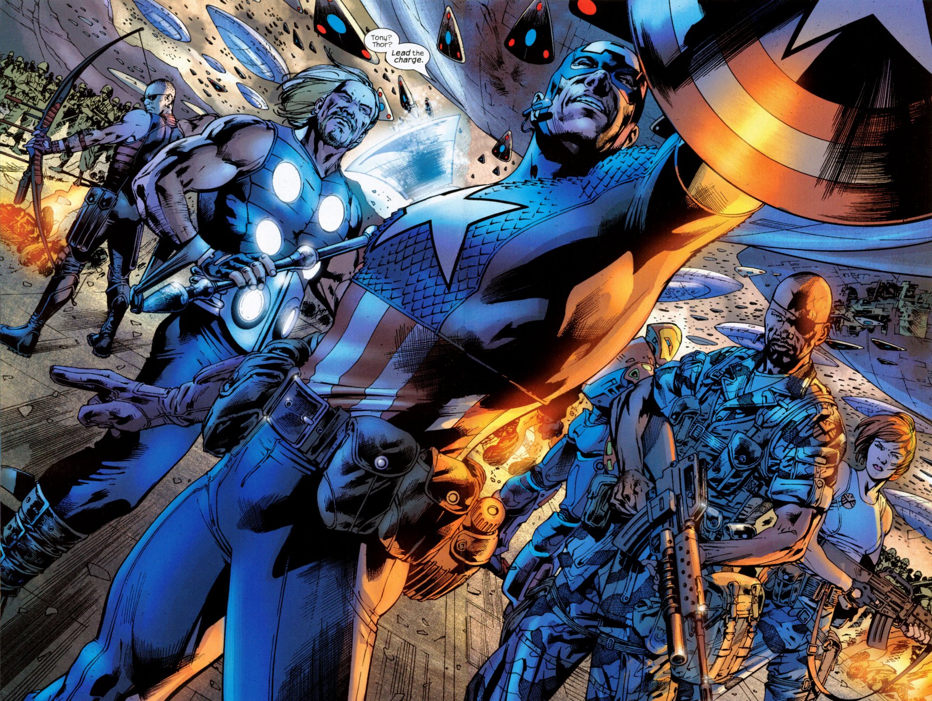 Download Ultimates (Marvel Comics) Black Widow Nick Fury Captain America Thor Hawkeye Comic Avengers HD Wallpaper