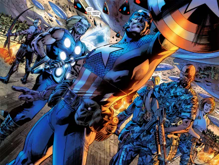 Ultimates (Marvel Comics) Black Widow Nick Fury Captain America Thor Hawkeye Comic Avengers HD Desktop Wallpaper | Background Image