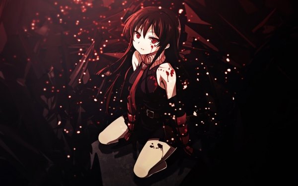 Anime Akame ga Kill! Akame Black Hair Long Hair Red Eyes Blood Tie HD Wallpaper | Background Image
