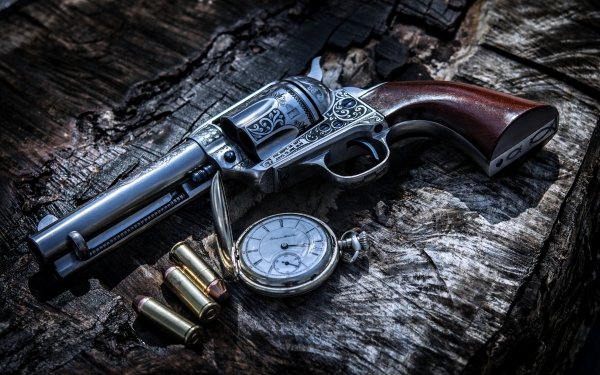 Armes Revolver Pistolet Militaire Gun Pocket Watch Nature Morte Fond d'écran HD | Image