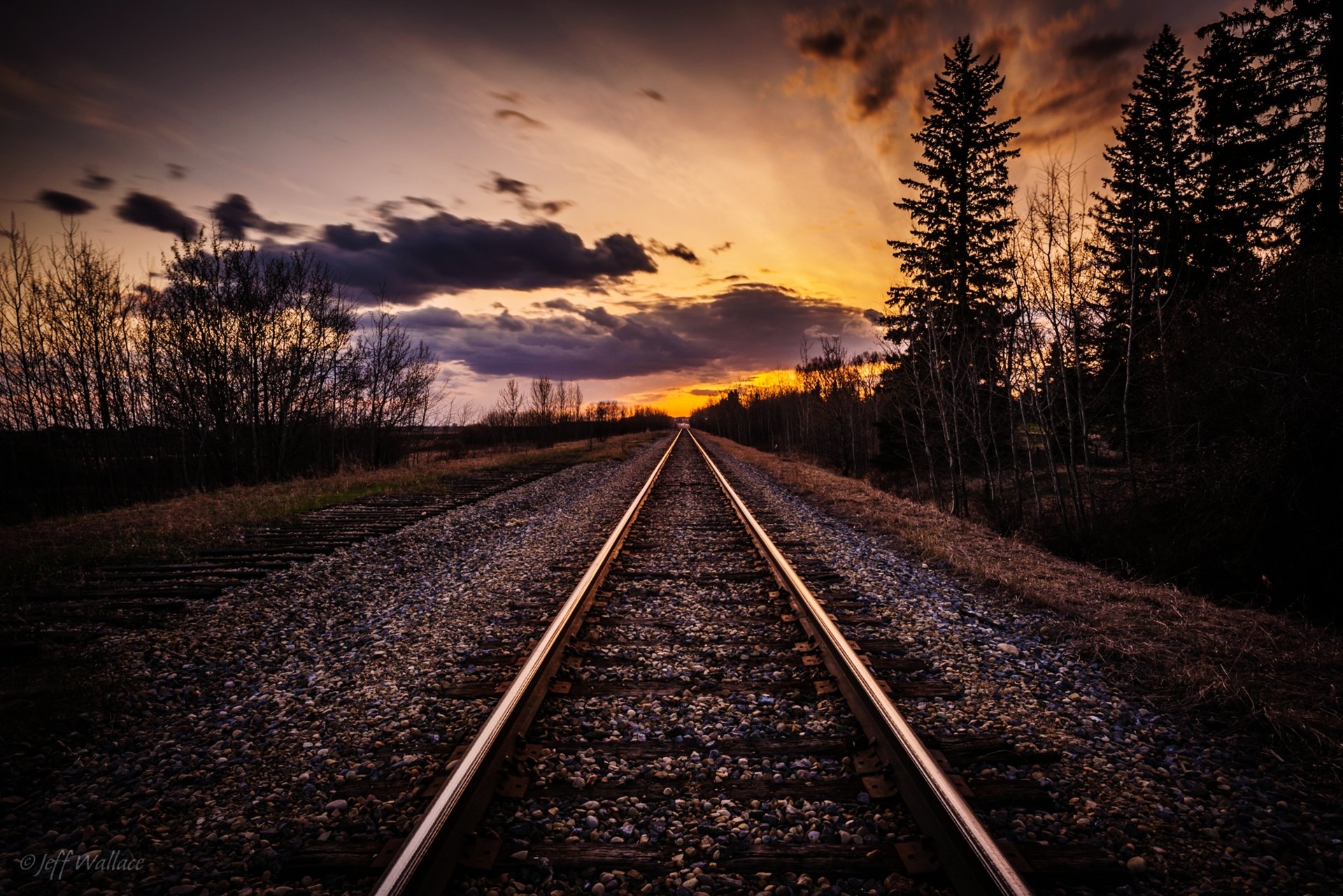 Download Sunset Earth Landscape Nature Man Made Railroad 4k Ultra HD Wallpaper