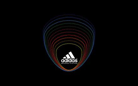 Colorful concentric lines radiate from the Adidas logo on a black background, creating a striking HD desktop wallpaper that showcases the brand's iconic design.