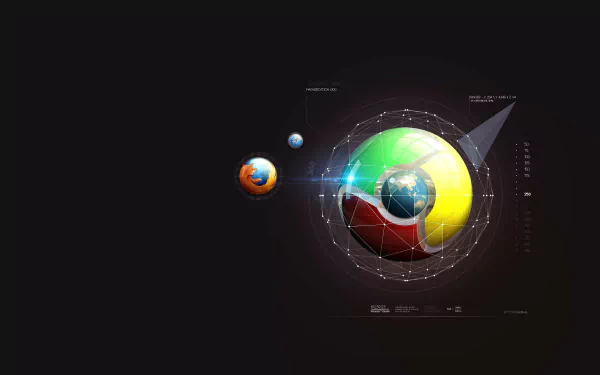 A dynamic HD desktop wallpaper featuring the logos of Safari, Google Chrome, and Firefox, set against a sleek, modern background that emphasizes technology and browsing.