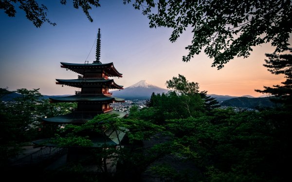Tierra/Naturaleza Monte Fuji Volcanes Pagoda Volcán Templo Japón Fondo de pantalla HD | Fondo de Escritorio